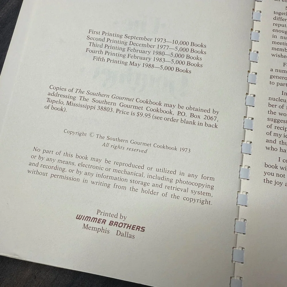 The Southern Gourmet Cookbook by Virginia Clower Robbins Spiral‎ Bound Recipes